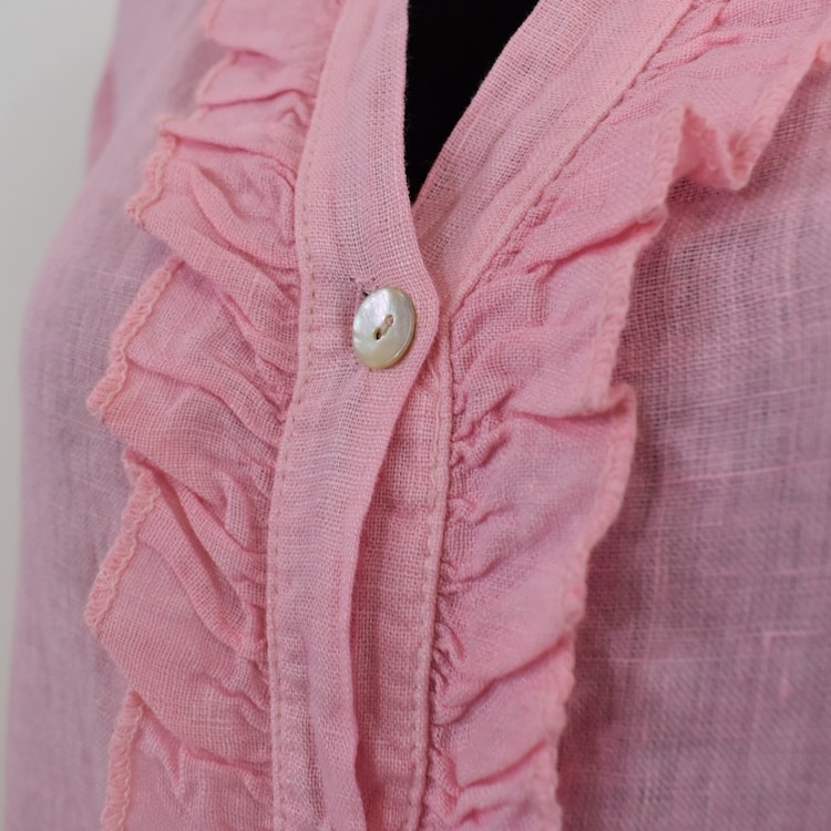 Kort Linneklänning med Krås ROSA NEON