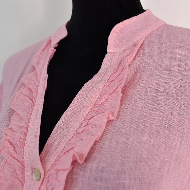 Kort Linneklänning med Krås ROSA NEON