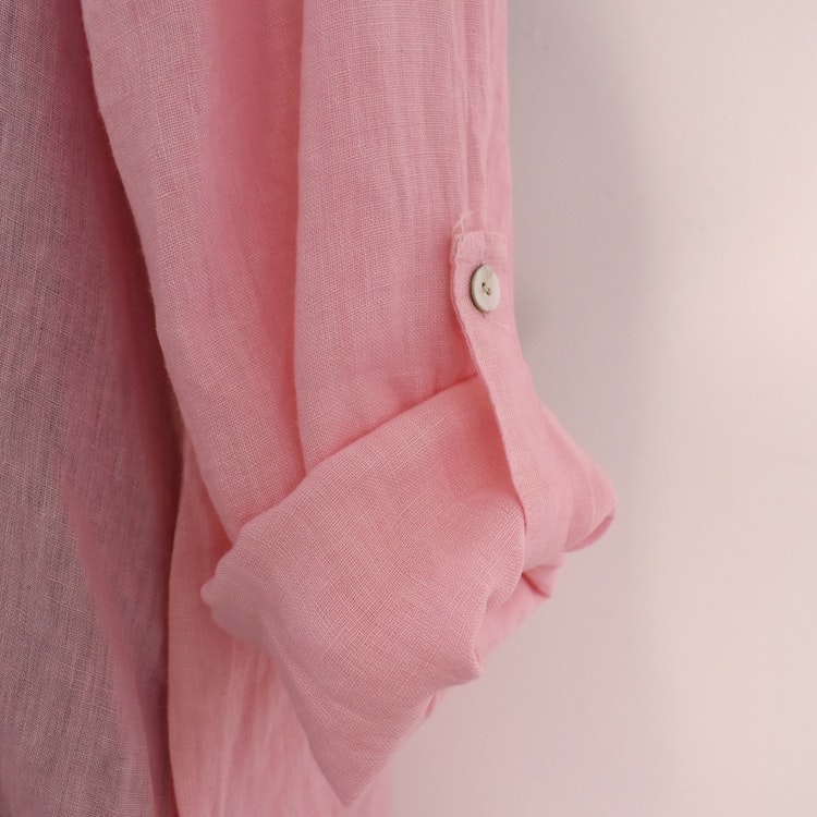 Kort Linneklänning med Krås ROSA NEON