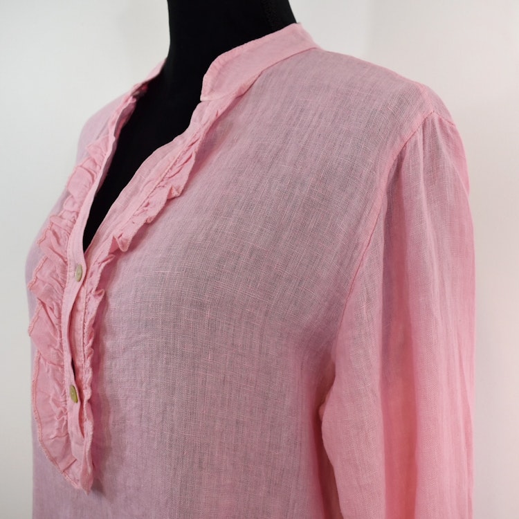 Kort Linneklänning med Krås ROSA NEON