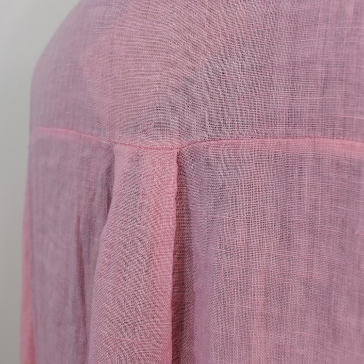 Kort Linneklänning med Krås ROSA NEON