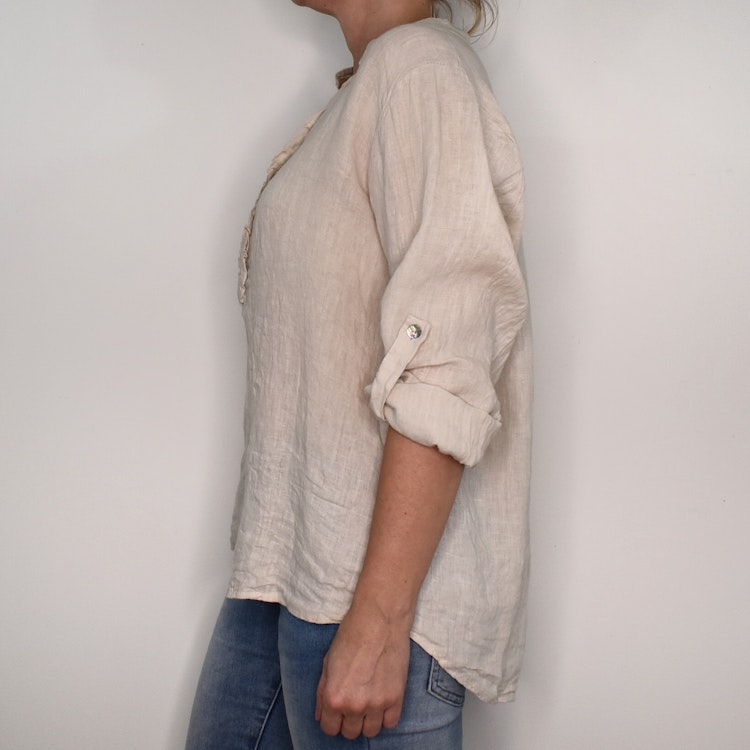 Linneblus med Krås BEIGE