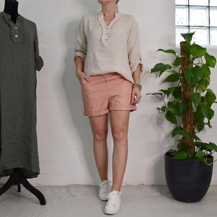 Linneblus med Krås BEIGE