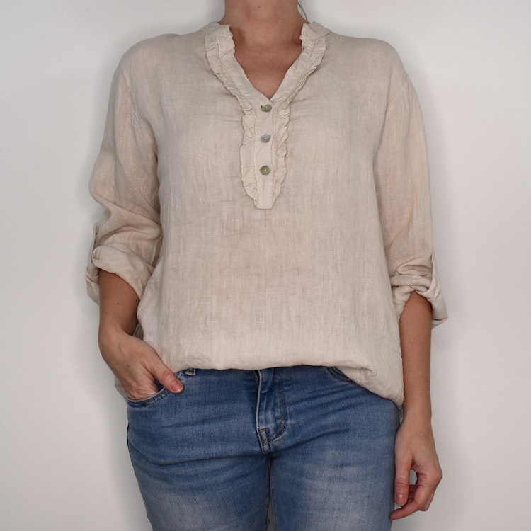 Linneblus med Krås BEIGE