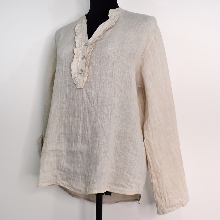 Linneblus med Krås BEIGE