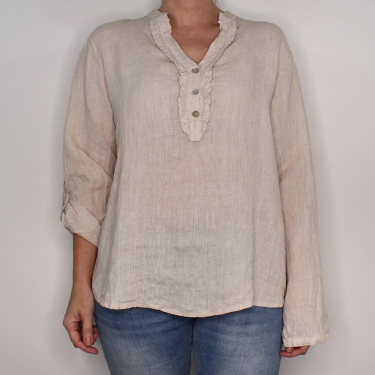 Linneblus med Krås BEIGE