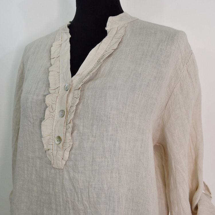 Linneblus med Krås BEIGE
