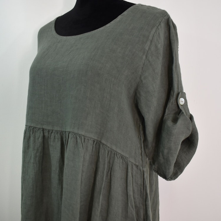 Linneklänning med Fickor SOFT MILITARE