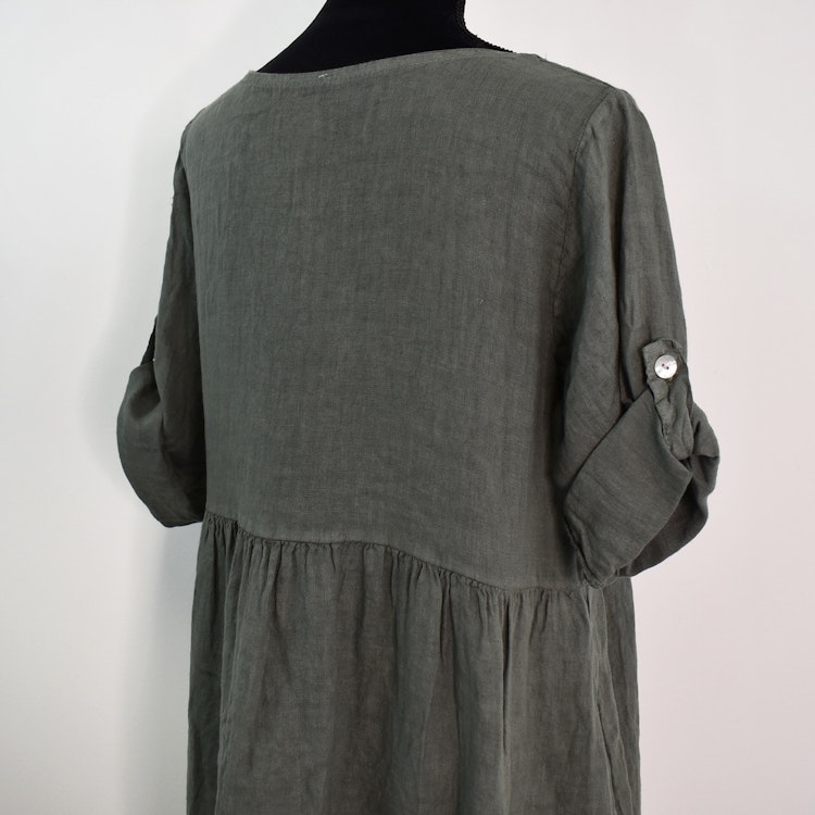 Linneklänning med Fickor SOFT MILITARE