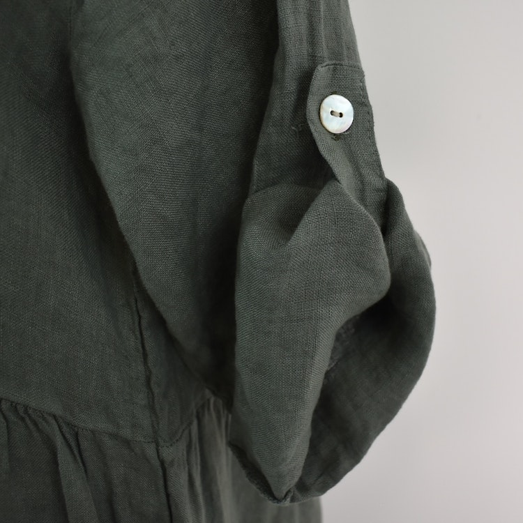 Linneklänning med Fickor SOFT MILITARE