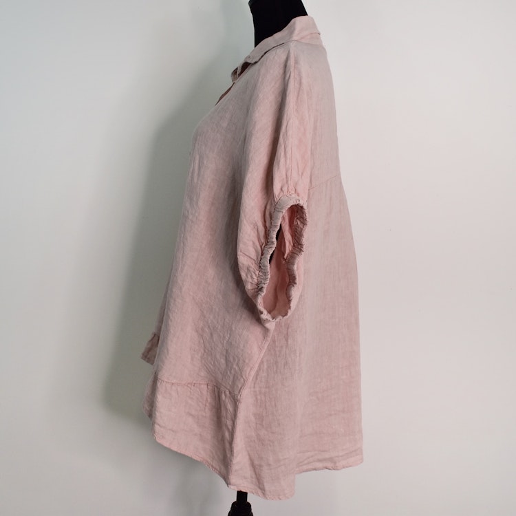 Kort linneskjorta med Volang ROSA