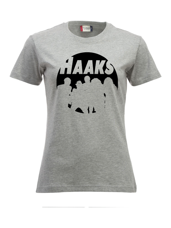 Grå Dam T-shirt "HAAKS Siluett" svart