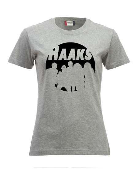 Grå Dam T-shirt "HAAKS Siluett" svart