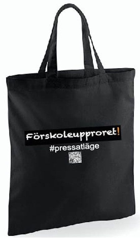 Svart Tygkasse med kort handtag "Förskoleupproret!"