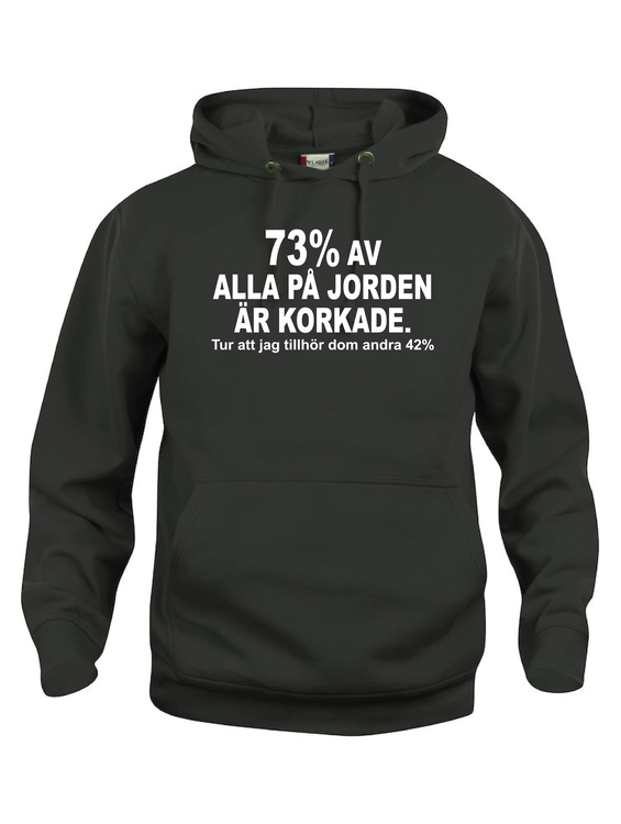 Hoodtröja Basic "73% KORKADE & 42% SMARTA"