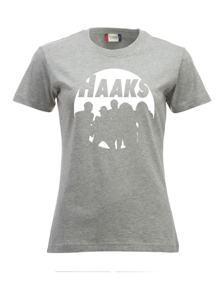 Grå Dam T-shirt "HAAKS Siluett" vit