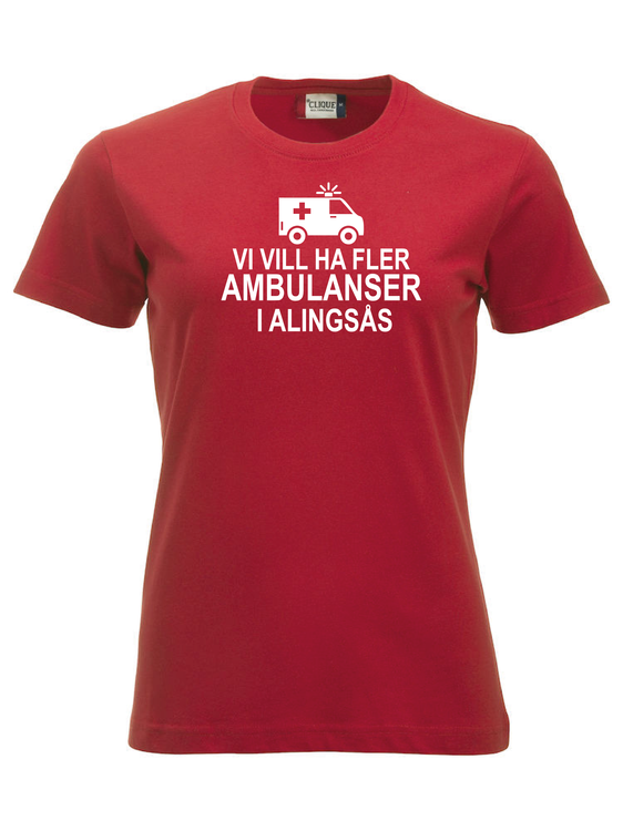 Dam T-shirt "Fler AMBULANSER i Alingsås"