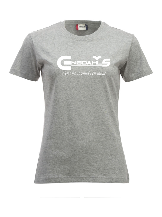 Grå Dam T-shirt "Glädje, gåshud och gung"