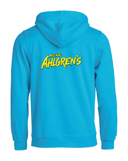 Turkos HOODTRÖJA "Micke Ahlgrens" rygg