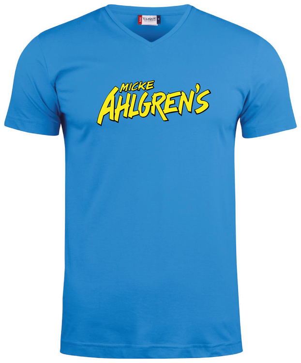 Blå V-hals T-shirt "Micke Ahlgrens"