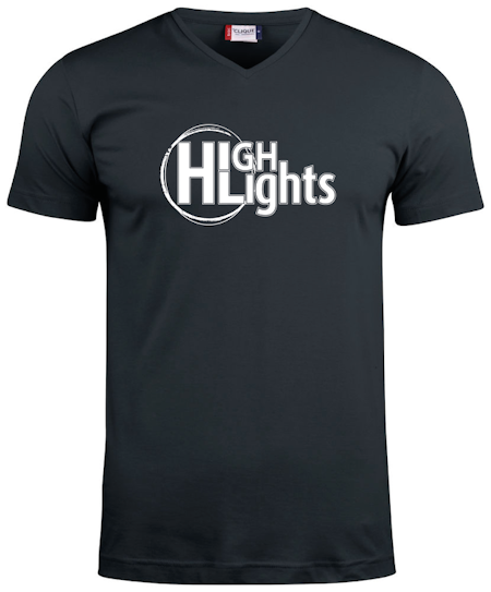 Svart V-hals T-shirt "HIGHLIGHTS"