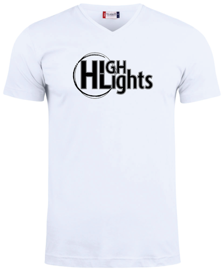Vit V-hals T-shirt "HIGHLIGHTS"