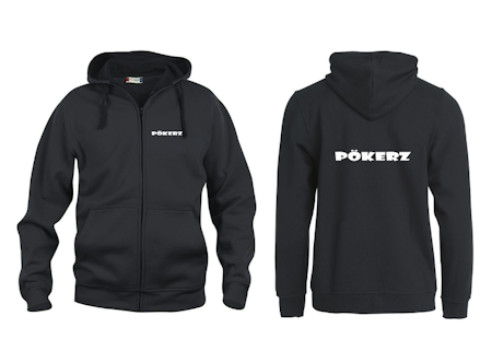 Svart HOODJACKA v.bröst & rygg "PÖKERZ"