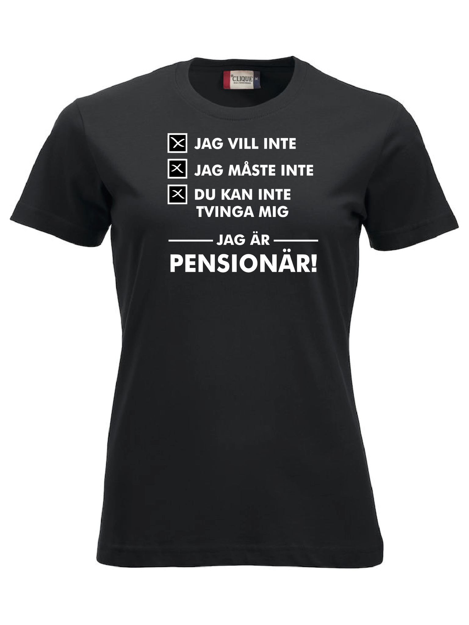 Dam T-shirt "JAG ÄR PENSIONÄR"