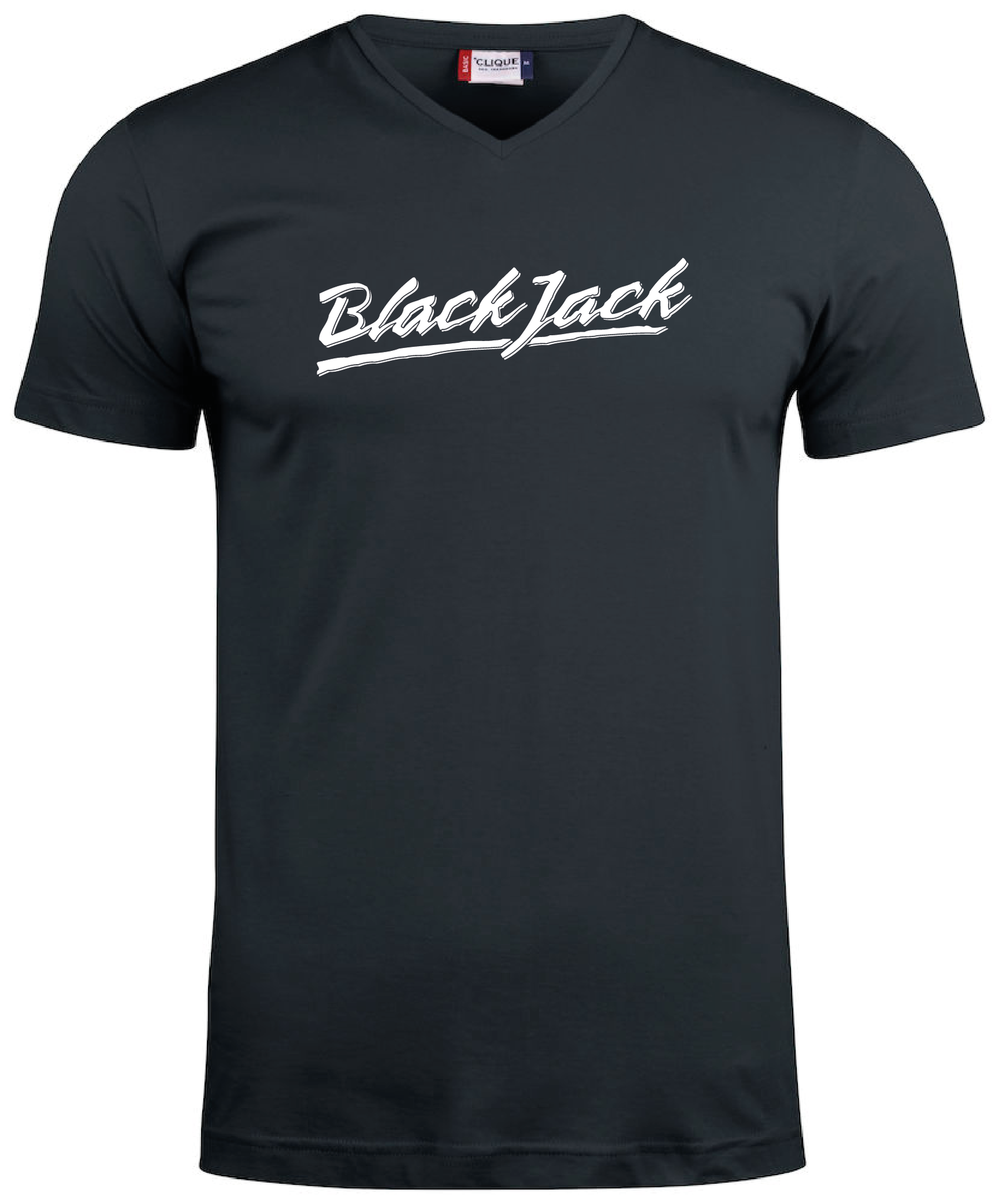 Svart V-hals T-shirt "Black Jack"