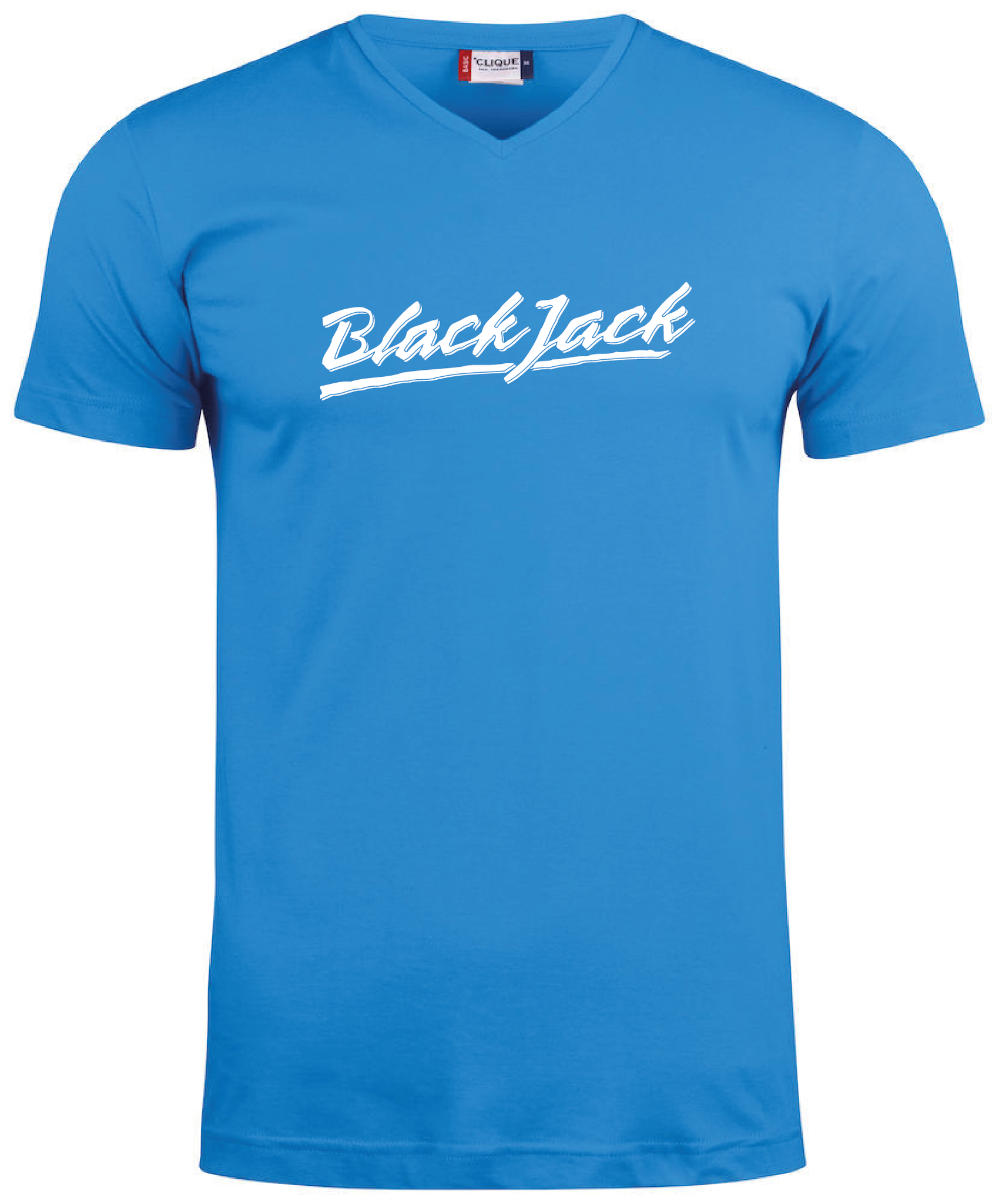 Blå V-hals T-shirt "Black Jack"