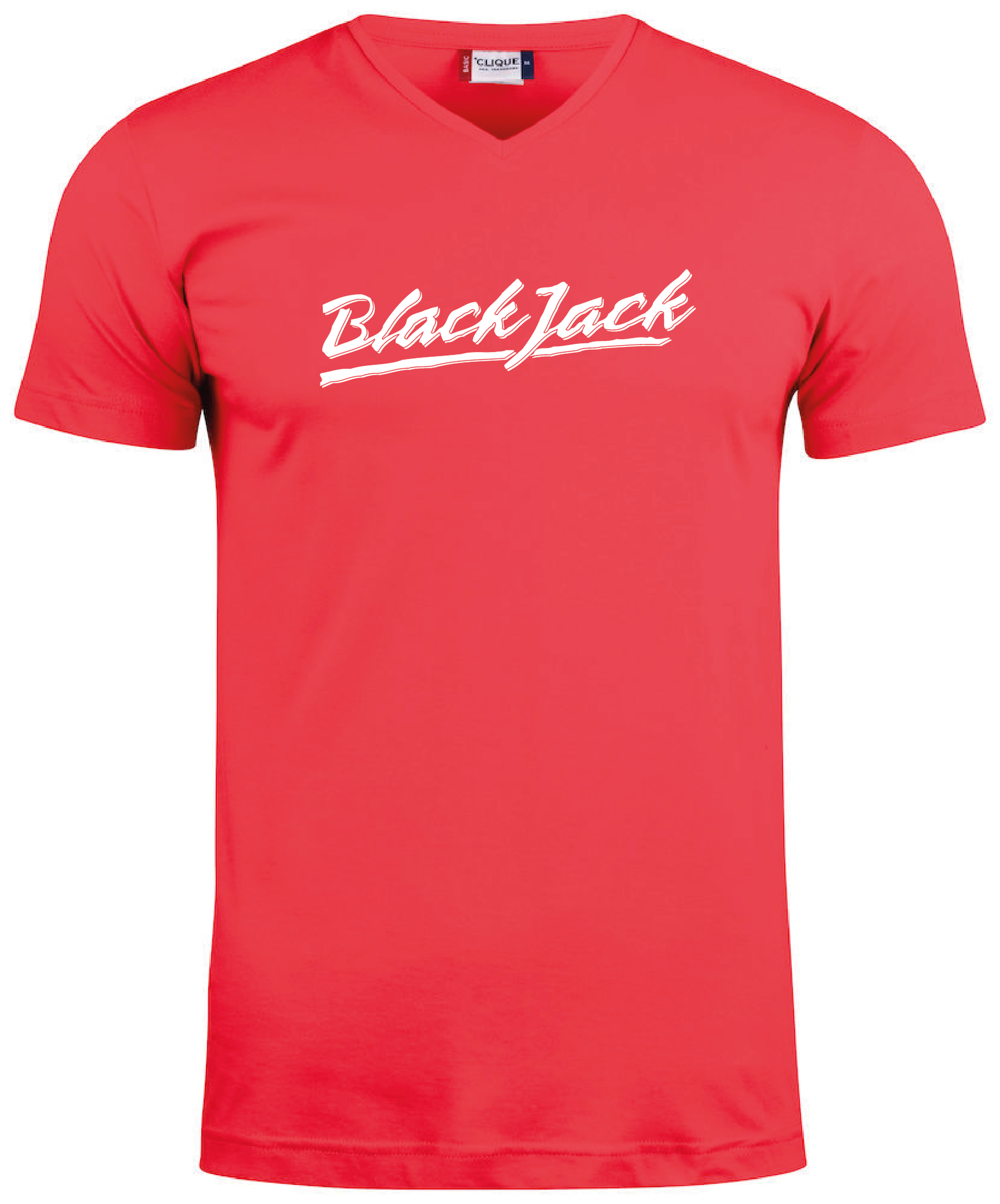 Röd V-hals T-shirt "Black Jack"