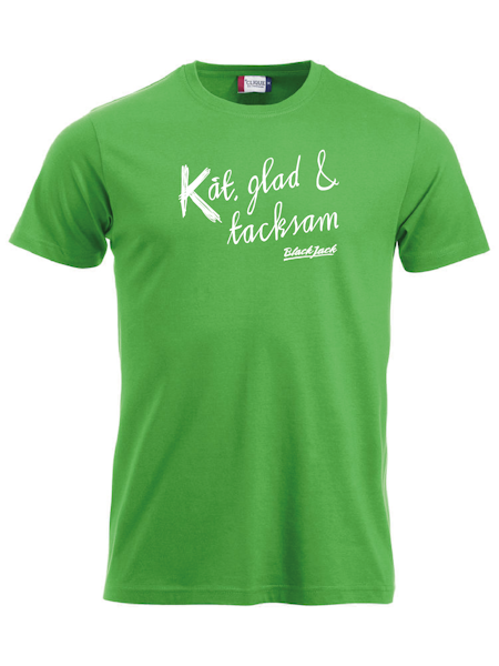 Grön T-shirt "Black Jack Kåt, glad & tacksam"