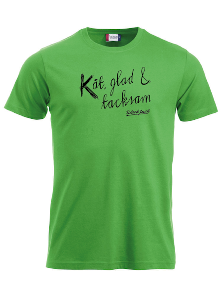 Grön T-shirt "Black Jack Kåt, glad & tacksam"