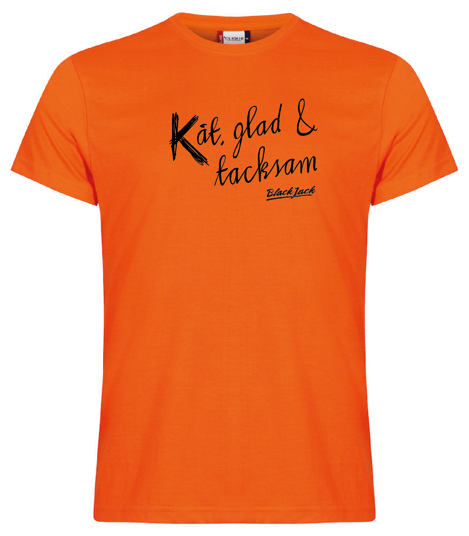 Orange T-shirt "Black Jack Kåt, glad & tacksam"