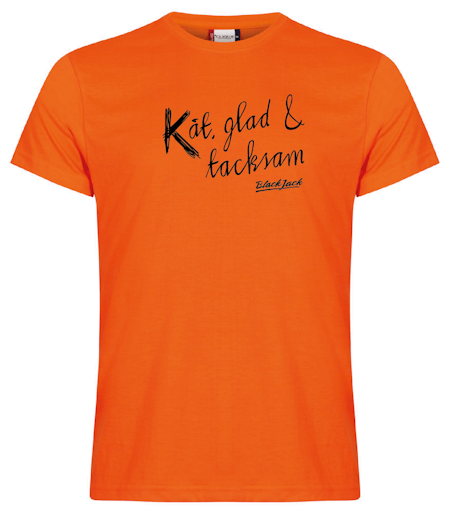 Orange T-shirt "Black Jack Kåt, glad & tacksam"