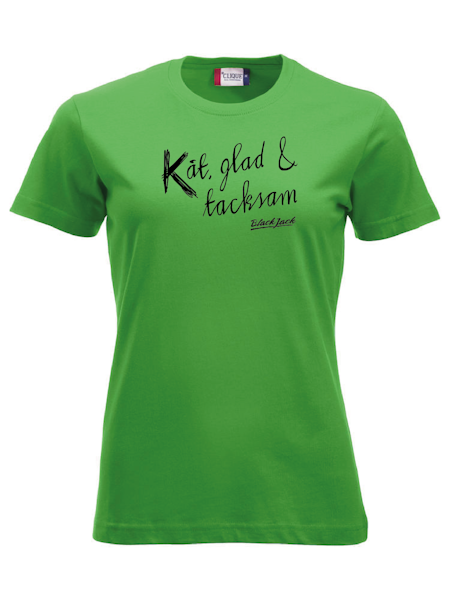 Grön Dam T-shirt "Black Jack Kåt, glad & tacksam"