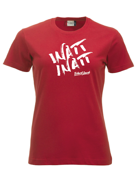 Röd Dam T-shirt "Black Jack Inatt, Inatt"