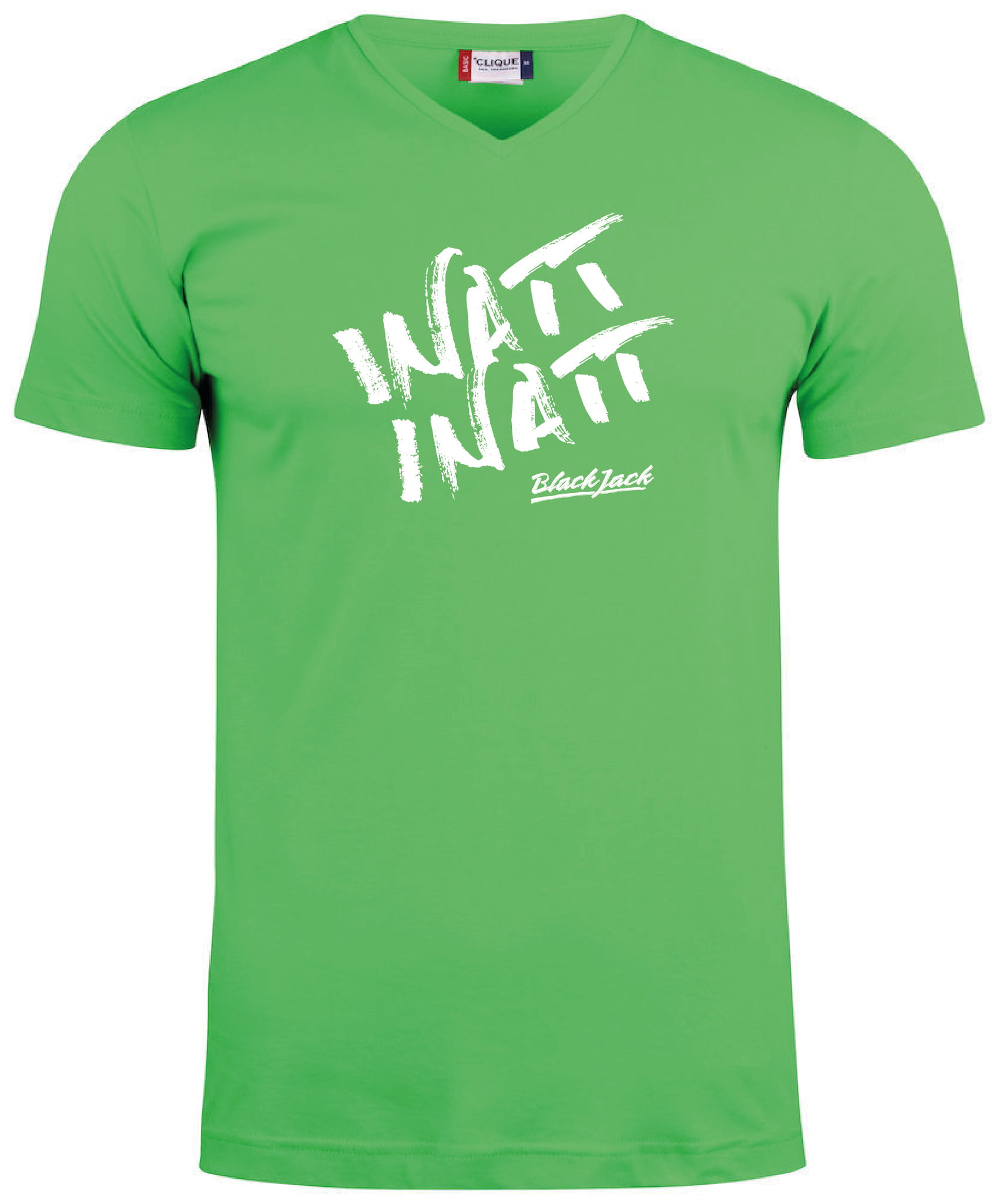 Grön V-hals T-shirt "Black Jack Inatt, Inatt"