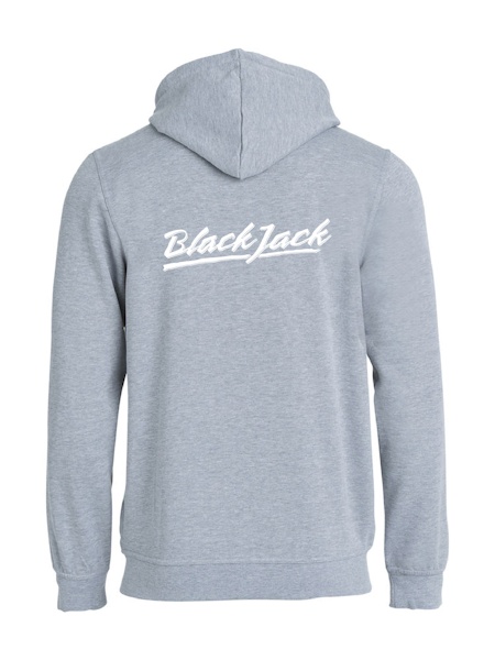 Grå HOODJACKA "Black Jack" v.bröst & rygg vit