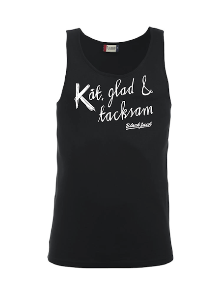 Svart Tank Top "Black Jack Kåt, glad & tacksam"