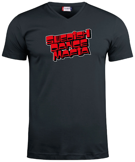 Svart V-hals T-shirt "SWEDISH DANCE MAFIA"