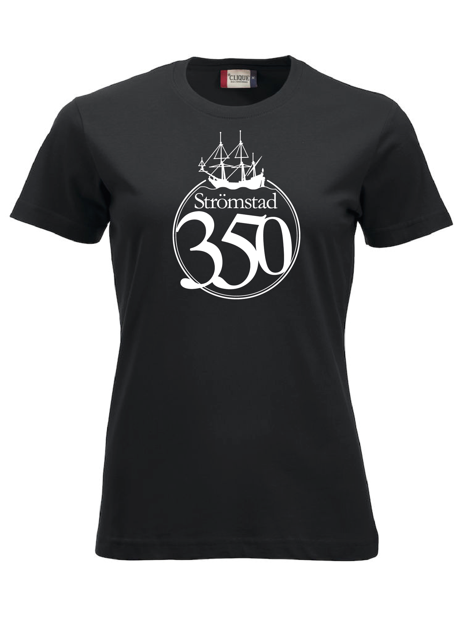 Svart Dam T-shirt "STRÖMSTAD 350 år"
