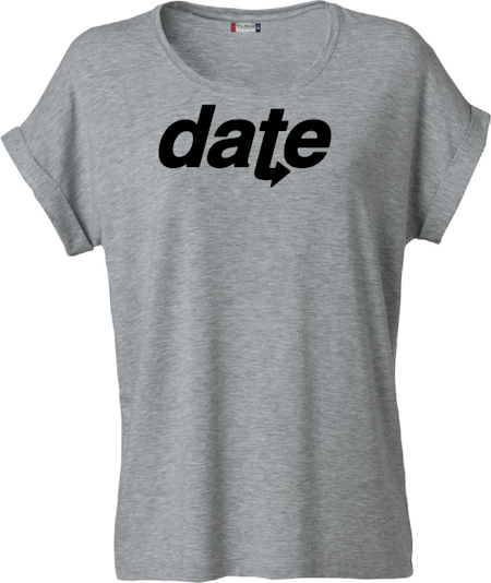 Grå Dam T-shirt Katy "DATE" svart