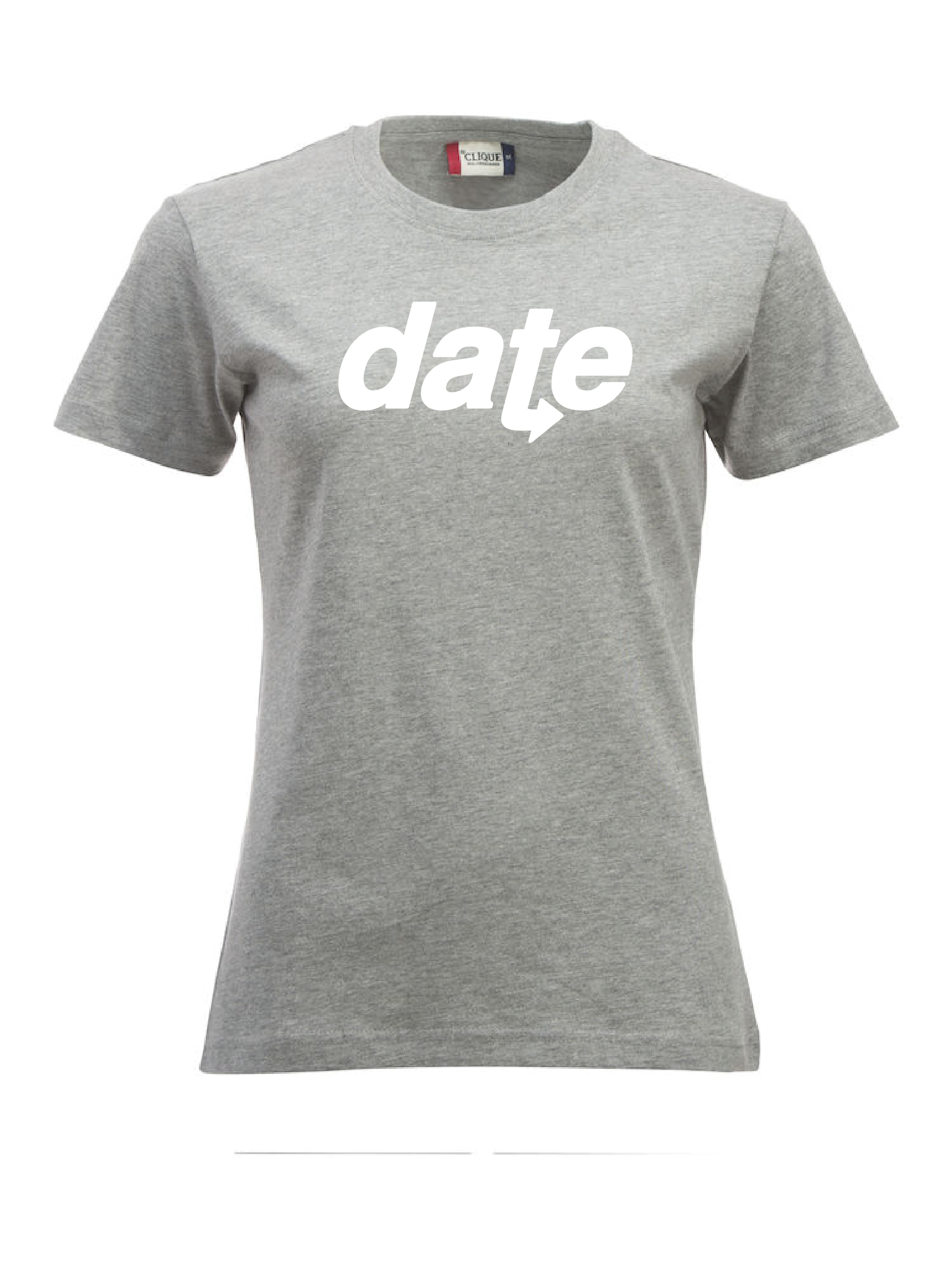 Grå Dam T-shirt "DATE" vit