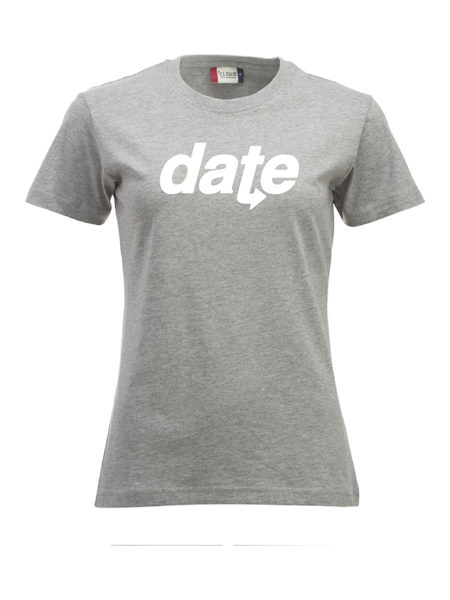 Grå Dam T-shirt "DATE" vit