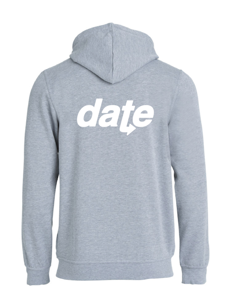 Grå Hoodjacka "DATE" vit, rygg