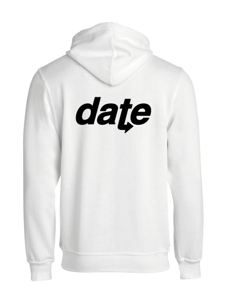 Vit Hoodjacka "DATE" rygg