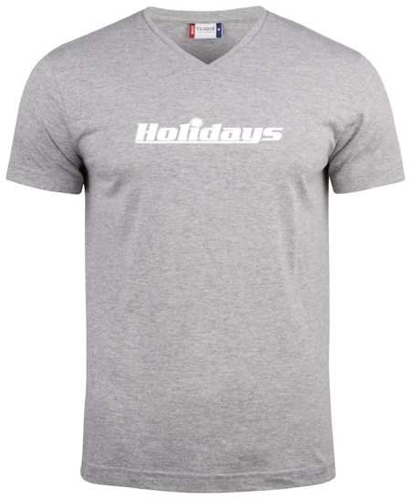 Grå V-hals T-shirt "HOLIDAYS"