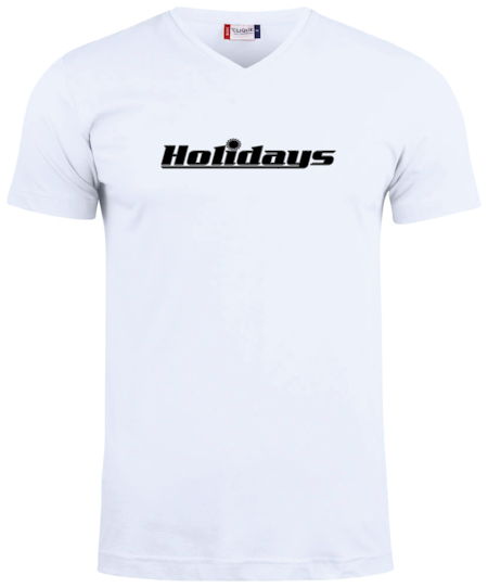 Vit V-hals T-shirt "HOLIDAYS"