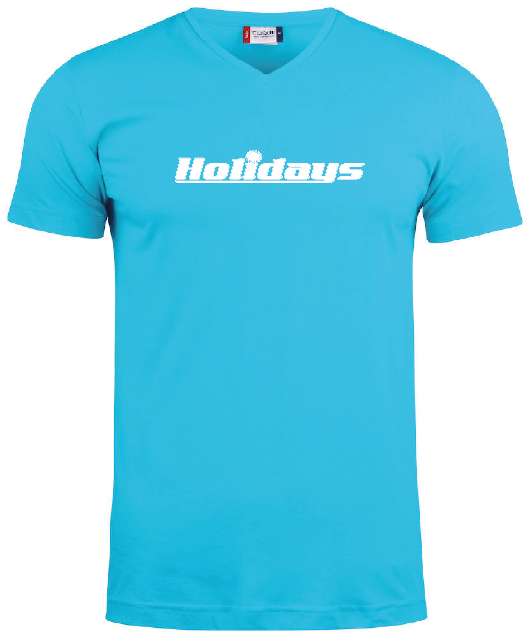 Turkos V-hals T-shirt "HOLIDAYS"
